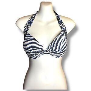 Tommy Bahama Black and White Zebra Bikini Top